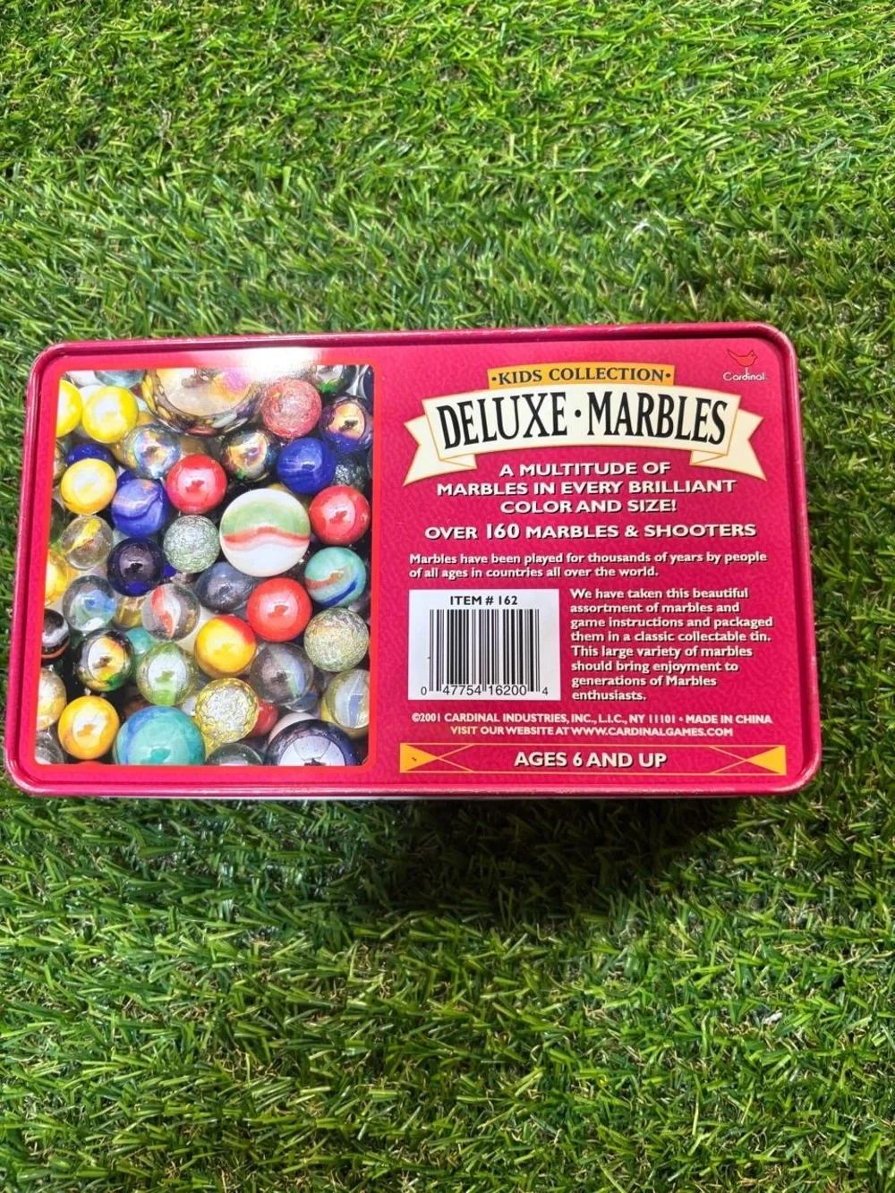 Cardinal Deluxe Marbles Tin Over 160 Glass Marbles & Shooters